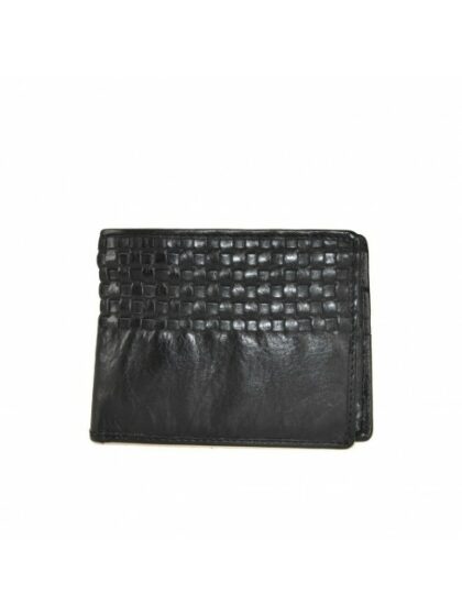 Schwarzes gewebtes Leder Portemonnaie mit mehreren Innenfächern - stilvolles Accessoire für Damen