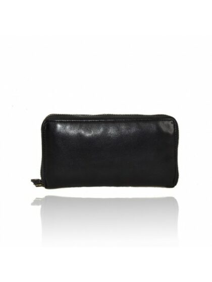 Stilvolle Vintage-Tasche aus gewaschenem Leder mit authentischem Vintage-Effekt in Schwarz