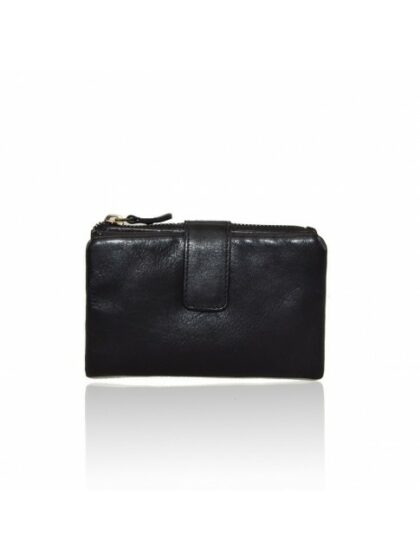 Stilvolle Vintage-Tasche aus gewaschenem Leder mit authentischem Vintage-Effekt - Schwarz