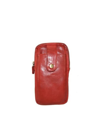 Vintage-Tasche: Rote Leder-Schultertasche mit 2 Fächern und Schultergurt