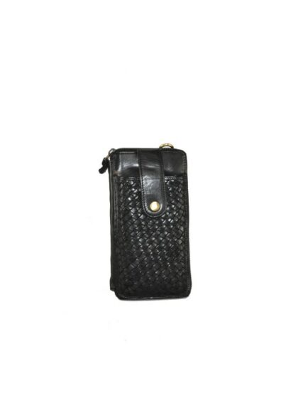 Schwarze Leder-Clutch Unterarmtasche mit Schulterriemen - 2 Fächer für eine stilvolle Aufbewahrung