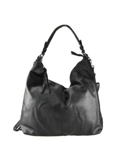 Schwarze Umhängetasche aus Kunstleder - praktischer Rucksack und Schultertasche in einem