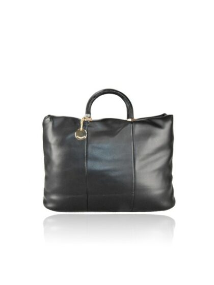 Schwarze Handtasche aus Kunstleder mit Schulterriemen - Trendige Synthetikleder Handtasche