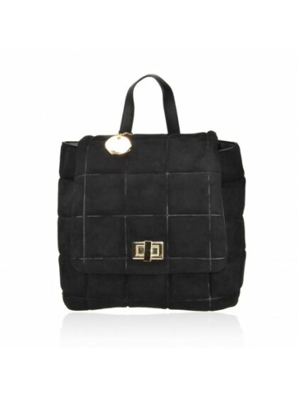 Stylischer schwarzer Kunstleder Rucksack für trendbewusste Damen | Synthetic Leather Backpack