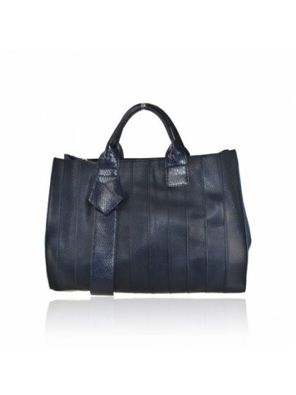 Blau: Kunstledertasche mit Schulterriemen - Stylisches Synthetikleder Handtasche