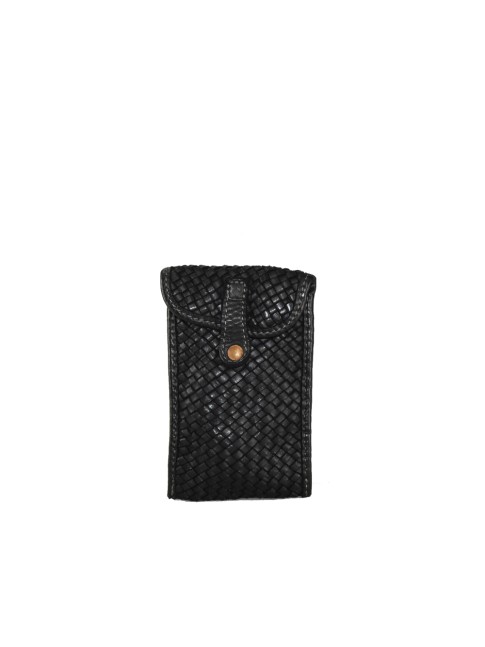 Stylische schwarze Leder-Kuriertasche im Vintage-Stil mit Schulterkette – Perfekt für unterwegs!
