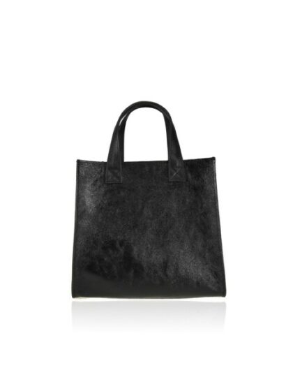 Elegante schwarze Handtasche aus echtem Leder mit Schulterriemen