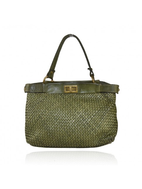 Authentische Vintage-Tasche aus gewaschenem Leder - Stilvolle grüne Accessoires für jeden Anlass!