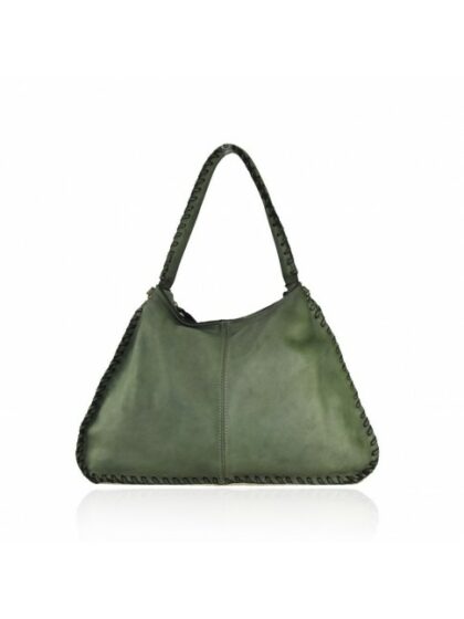 Authentische Vintage-Tasche aus gewaschenem Leder mit Vintage-Effekt in Grün