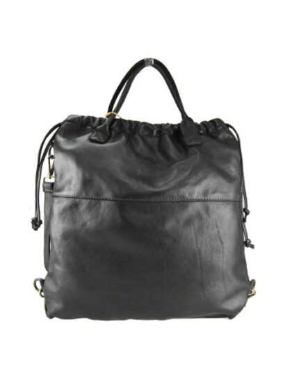 Schwarze Vintage Lederhandtasche - Umwandelbare Schultertasche in Rucksack-Stil mit Schultergurt