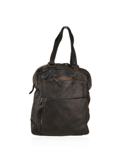 Vintage-Tasche: Dunkelbraune Umwandlungsschultertasche im Rucksack-Stil