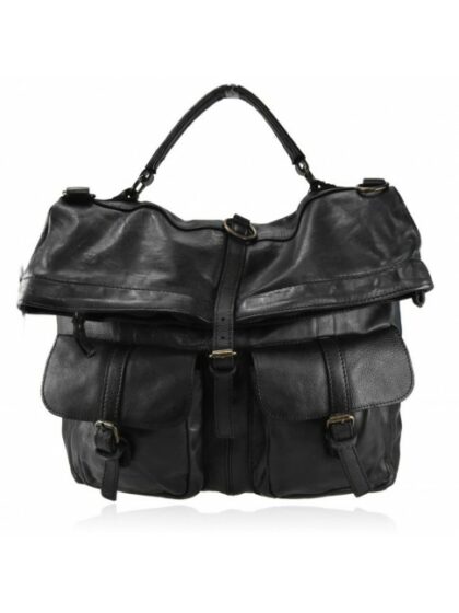 Vintage-Tasche: Konvertierbare Handtasche im Rucksack-Stil - Schwarz