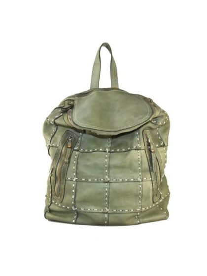 Stilvoller grüner Vintage Leder Rucksack mit gewaschenem Effekt - ideal für einen trendigen Look!