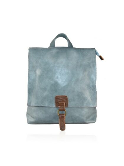 Moderner Rucksack aus Kunstleder - Schultertasche in Light Blau