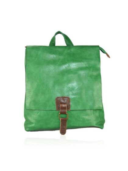 Stylischer grüner Rucksack aus Kunstleder - vielseitig als Schultertasche verwendbar